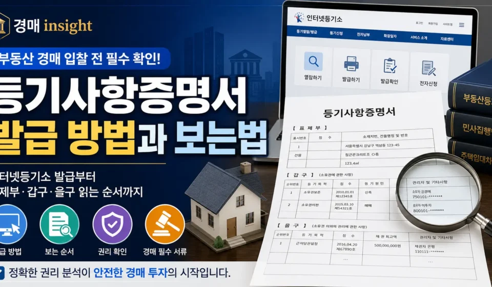 등기사항증명서 발급과 확인 방법을 설명하는 대표 이미지