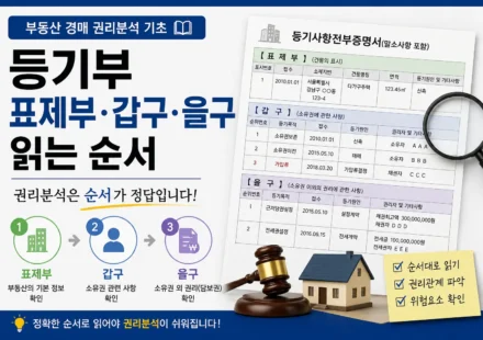 등기부 보는법 표제부·갑구·을구 읽는 순서｜부동산 경매 권리분석 기초