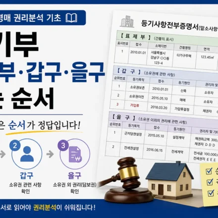 등기부 보는법 표제부·갑구·을구 읽는 순서｜부동산 경매 권리분석 기초
