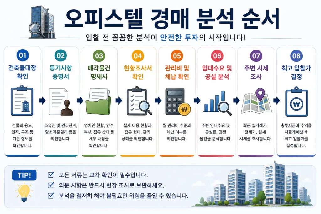 선순위 임차인의 권리관계를 확인하는 경매 권리분석 절차 인포그래픽

