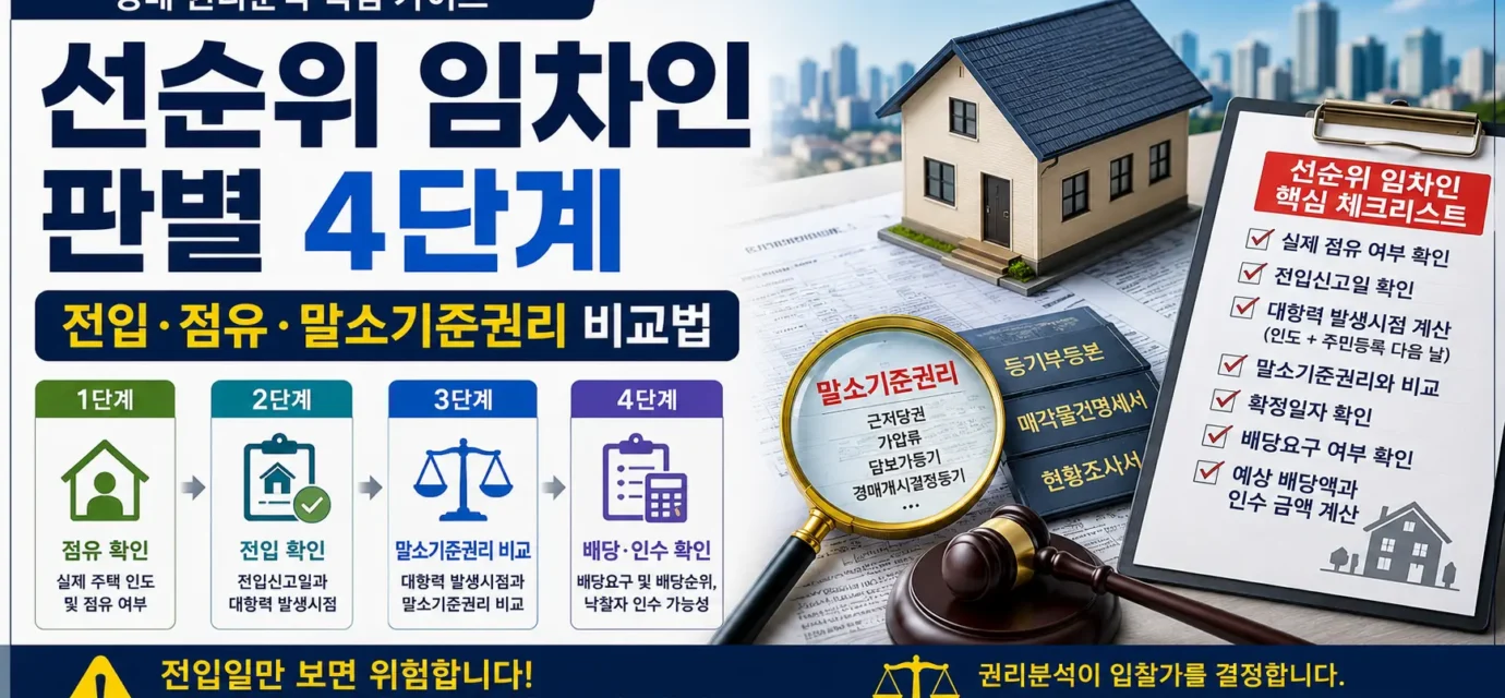 경매 선순위 임차인 판별을 위해 전입 점유 말소기준권리를 비교하는 방법