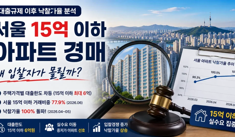 서울 15억 이하 아파트 경매 대출규제 이후 낙찰가율 분석