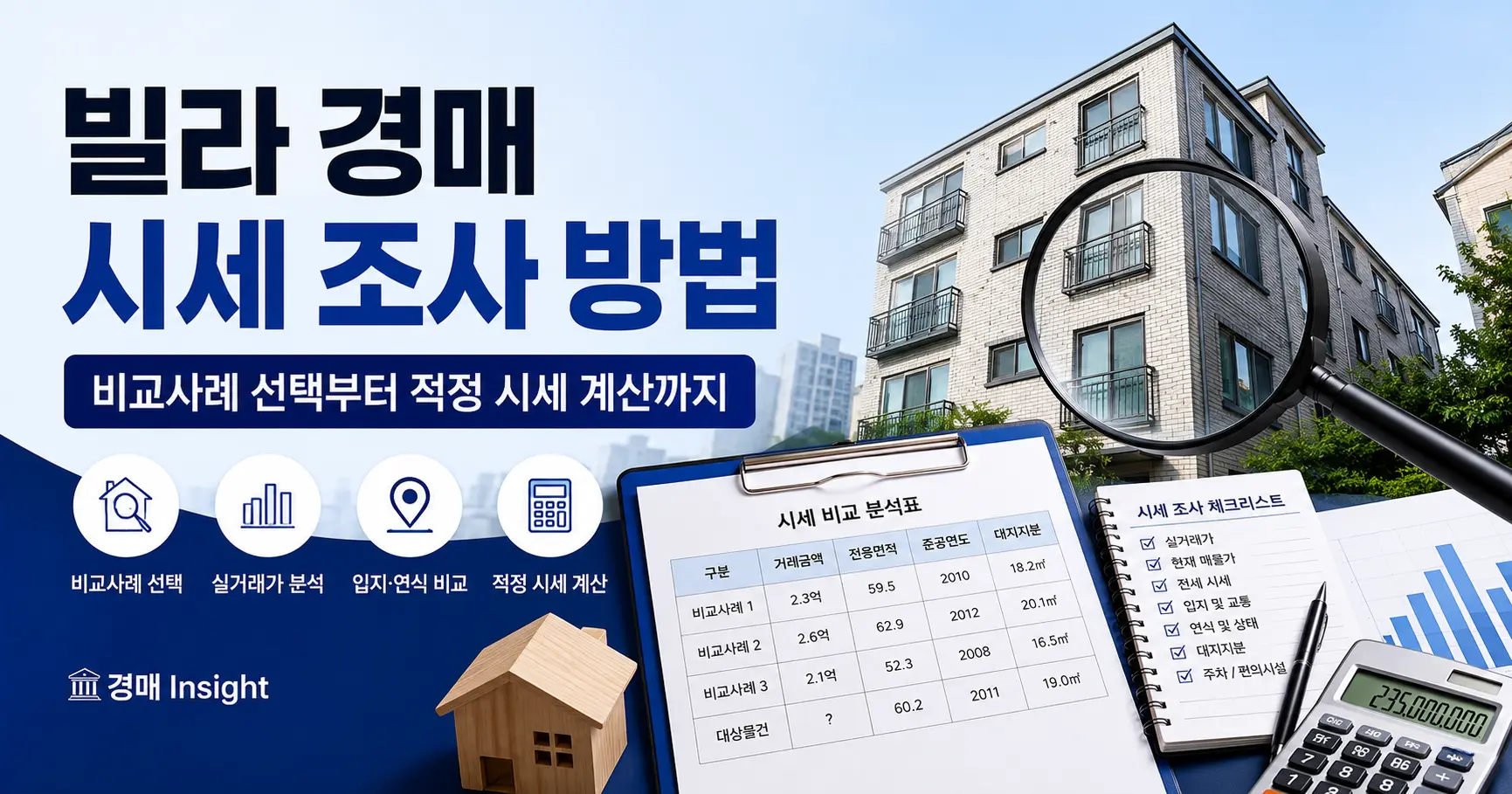 빌라 경매 시세 조사 방법｜비교사례 선택부터 적정 시세 계산까지