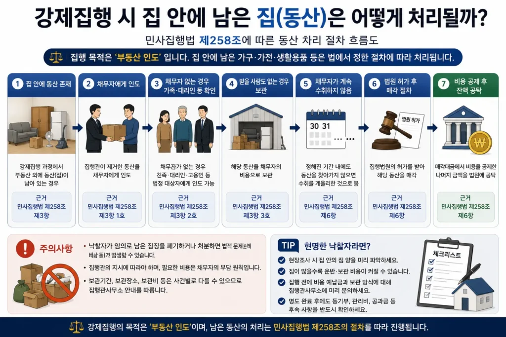 경매 강제집행 시 집 안에 남은 가구 가전 생활용품 처리 절차
