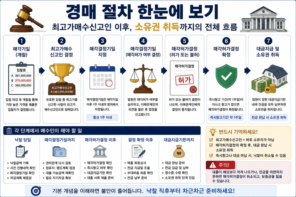 경매 최고가매수신고인 매각결정기일 매각허가 절차