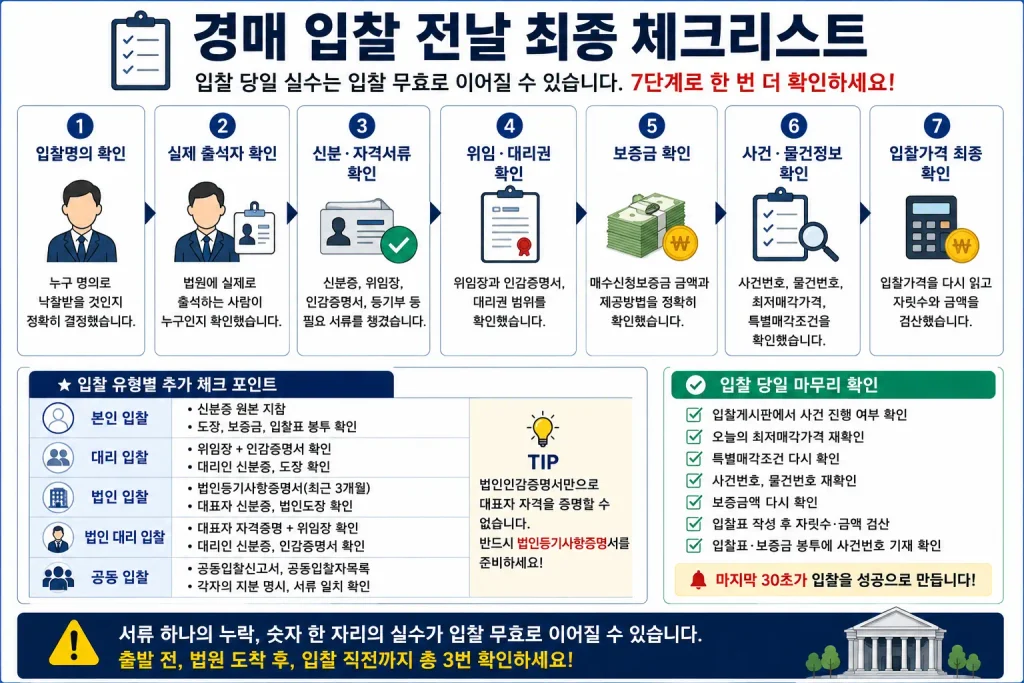 법원경매 입찰 당일 준비물 최종 체크리스트
