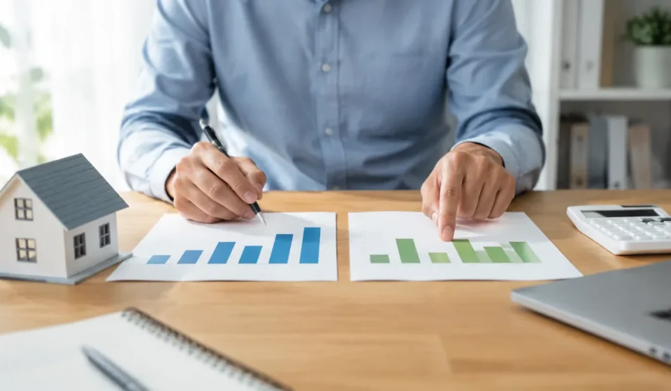 고정금리와 변동금리 주택담보대출 조건을 비교하는 모습